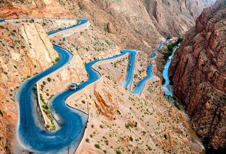 Tizi n Tichka pass High Atlas mountains road Tizi n Tichka pass High Atlas mountains road
