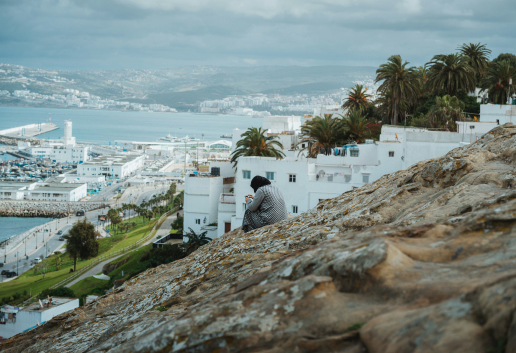 Blue city Chefchaouen alleys Rif Mountains Morocco Fes historic medina overview with rooftops and narrow streets
