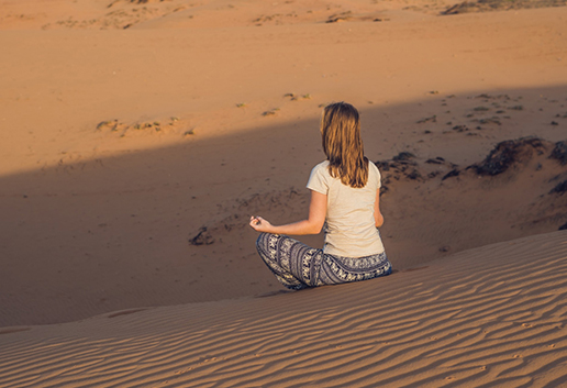 Meditation-in-the-dunes-morocoo-tours 8-Day Women’s Meditation & Creative Retreat Morocco Marrakech-Valley of Roses-Sahara Desert