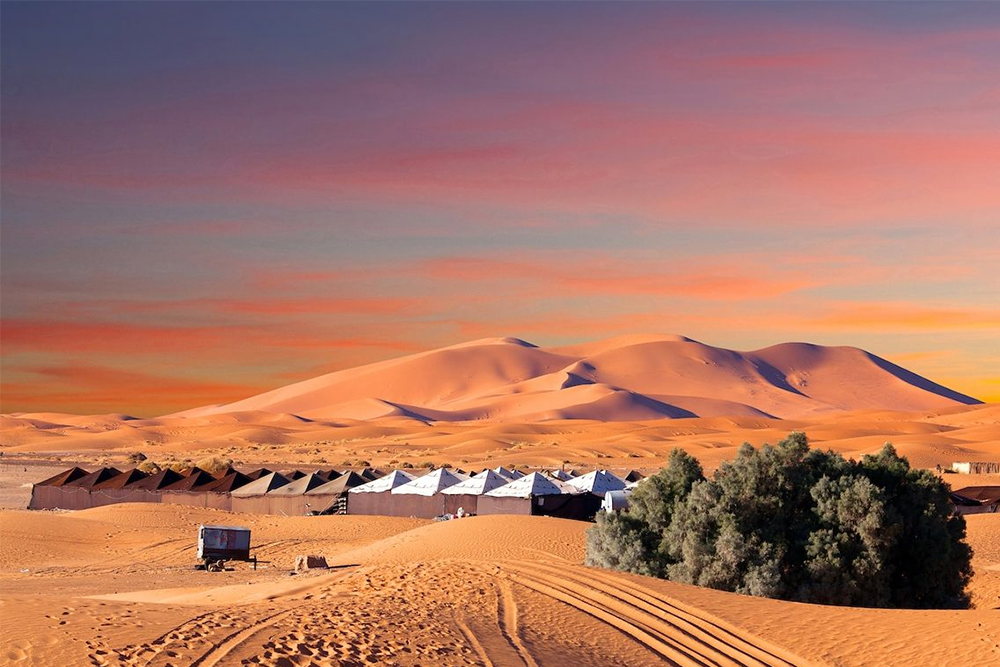 Luxury desert camp tents with private bathroom in Merzouga desert